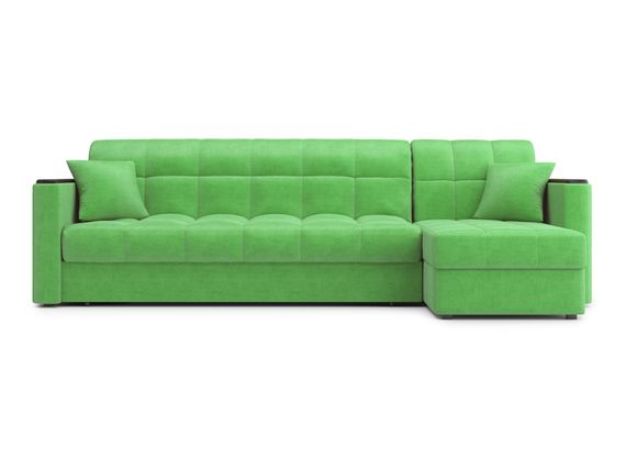 Диван угловой с оттоманкой Неаполь 1,8 - Velutto 31 зеленый/накладка венге