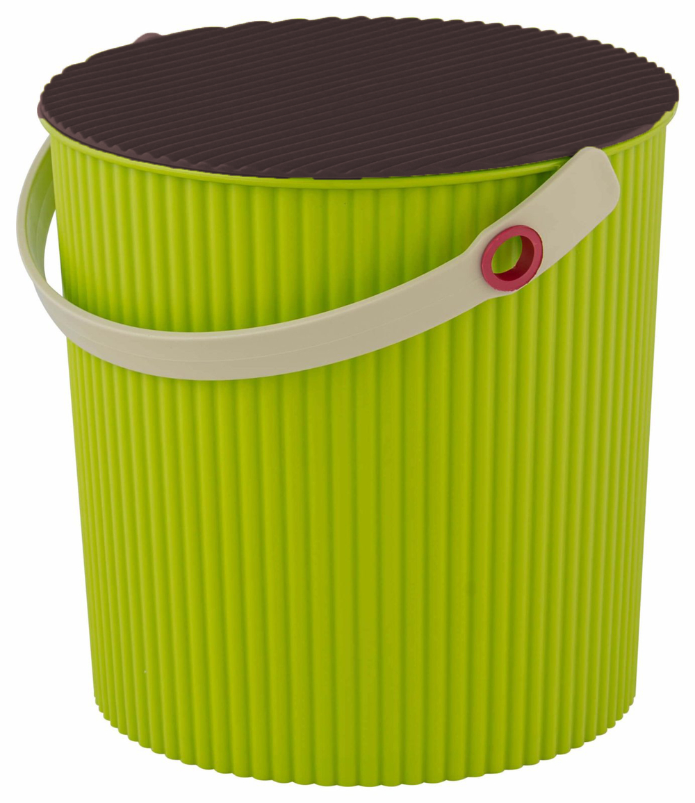Ведро универсальное с крышкой 10л. (светло-салатовое, коричневая крышка) арт.ЭП 012771-2