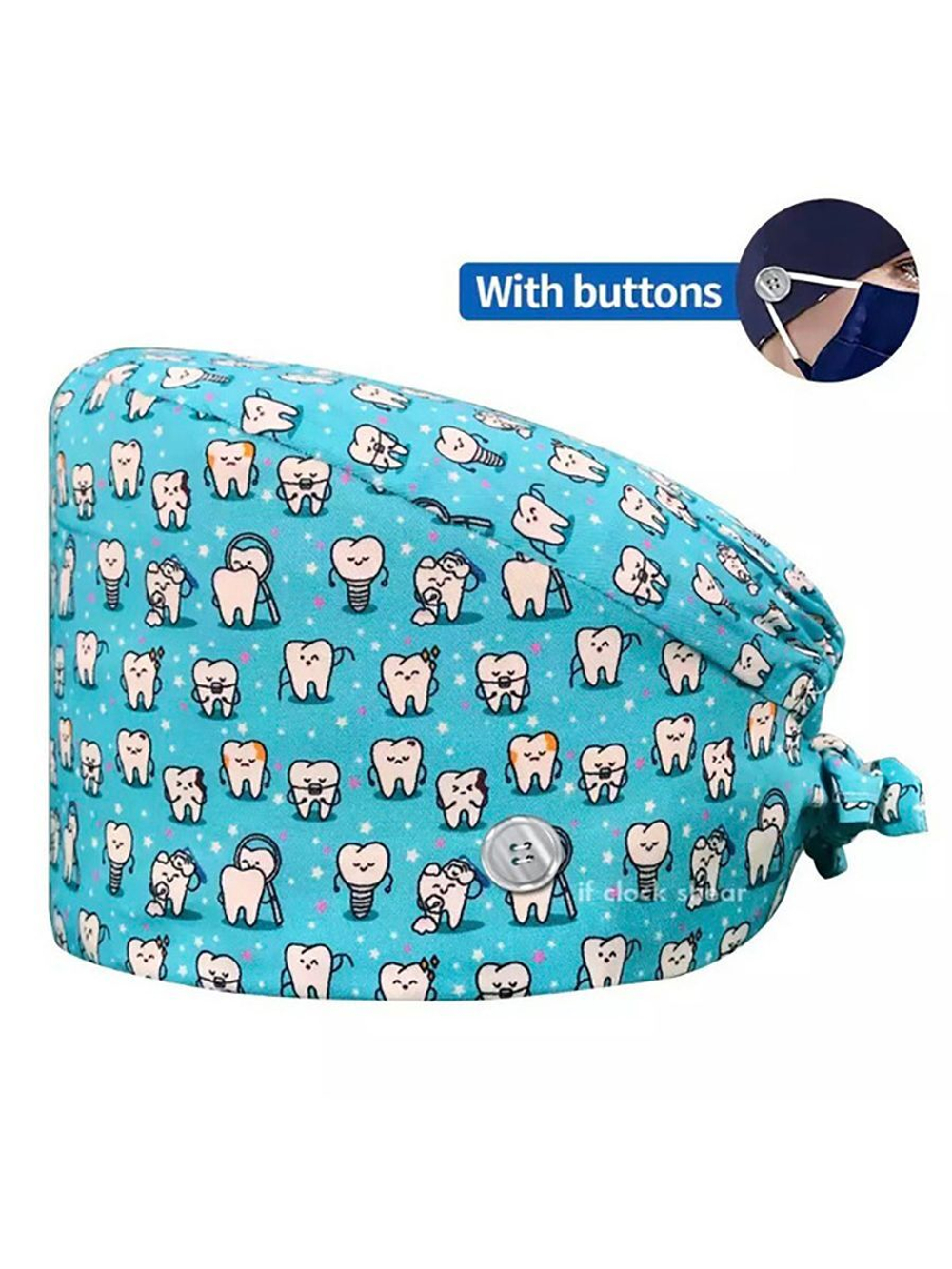 Шапочка медицинская, принт "Зубы"