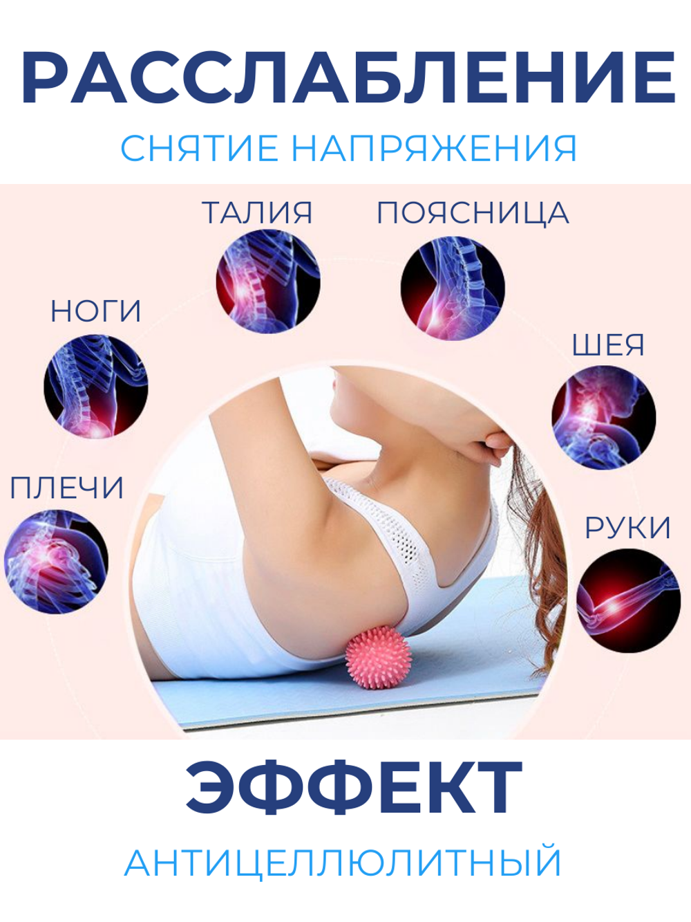 Массажный мяч мфр 7 см для йоги фитнеса пилатеса