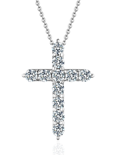 Колье "крест" с природными бриллиантами 2.3 мм общей массой 0.5ct
