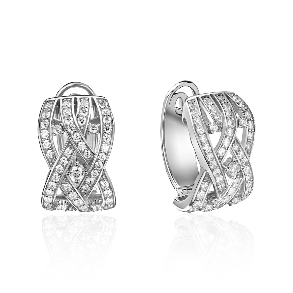 Серьги с фианитом из серебра 925 пробы JA-S-С1514138