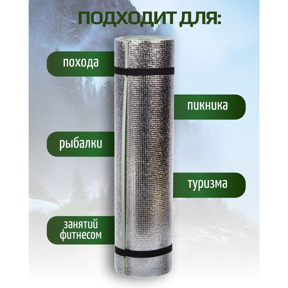 Коврик туристический 160х60х1 см, вспен ПВХ, фольгированный, T2023-041