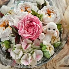 Зефирные цветы в тубусе «Зайка» / 25 см