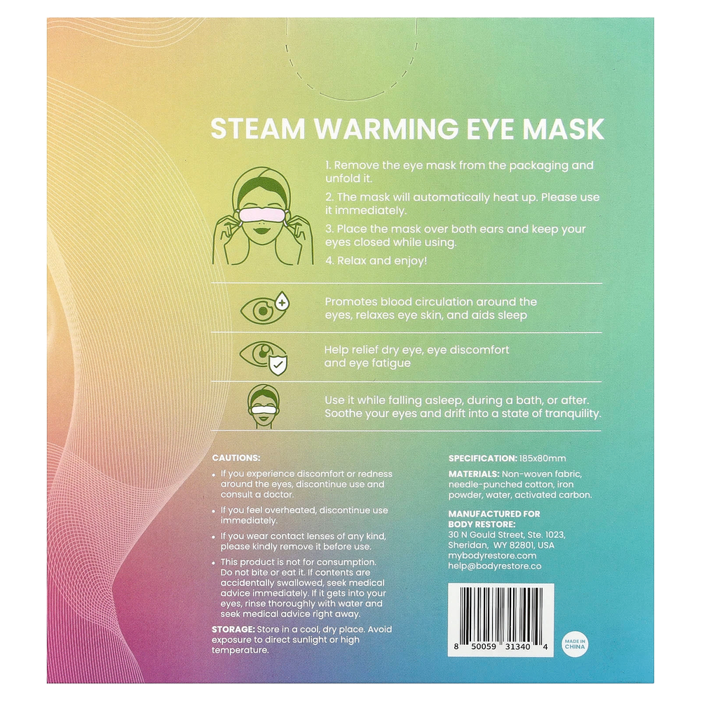 Body Restore, паровая маска для глаз, ассорти вкусов, 5 шт.