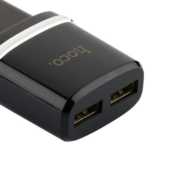 Адаптер питания Hoco C12 Smart dual USB charger set + Cable Type-C (2USB: 5V max 2.4A) Черный