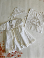 Крестильный комплект для девочки 3 предм. (Мешочек, Платье, Чепчик) Артикул: К02-3 (Цвет: Белый, Размер: 68)