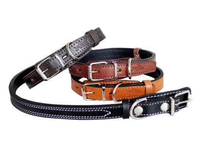 ZOONIK Ошейник кожаный двойной 20 мм, 35-44 см