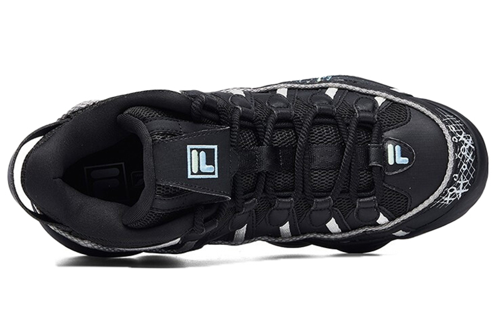 FILA FUSION Fila tide brand Spaghetti fabric synthetic leather shock absorption, non-slip, wear-resistant, lightweight low-cut retro basketball shoes men's black