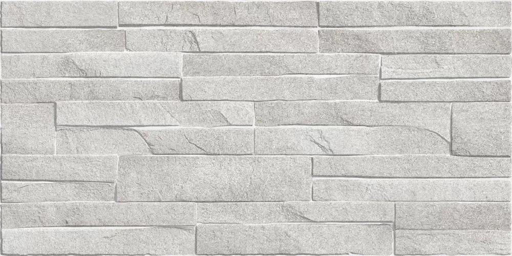 Настенная плитка Alma Ceramica TWU2550DCV14 Discover 24.9x50 серая глянцевая / рельефная под камень / под кирпич