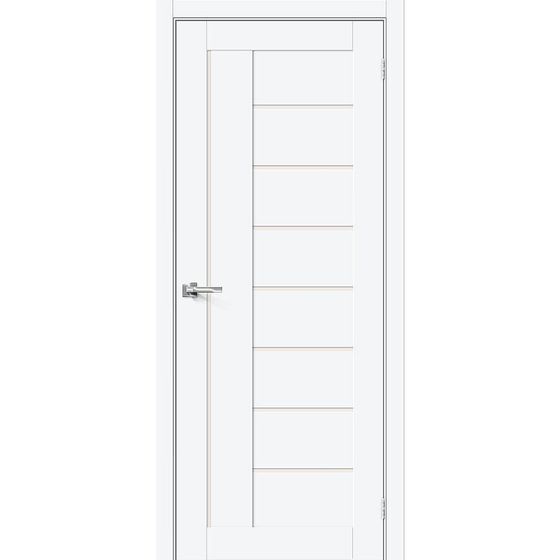Купить Межкомнатная дверь ПЭТ Браво-29 White Silk стекло белое