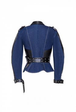 Жакет джинсовый с отделкой из экокожи 15-01-22 SS