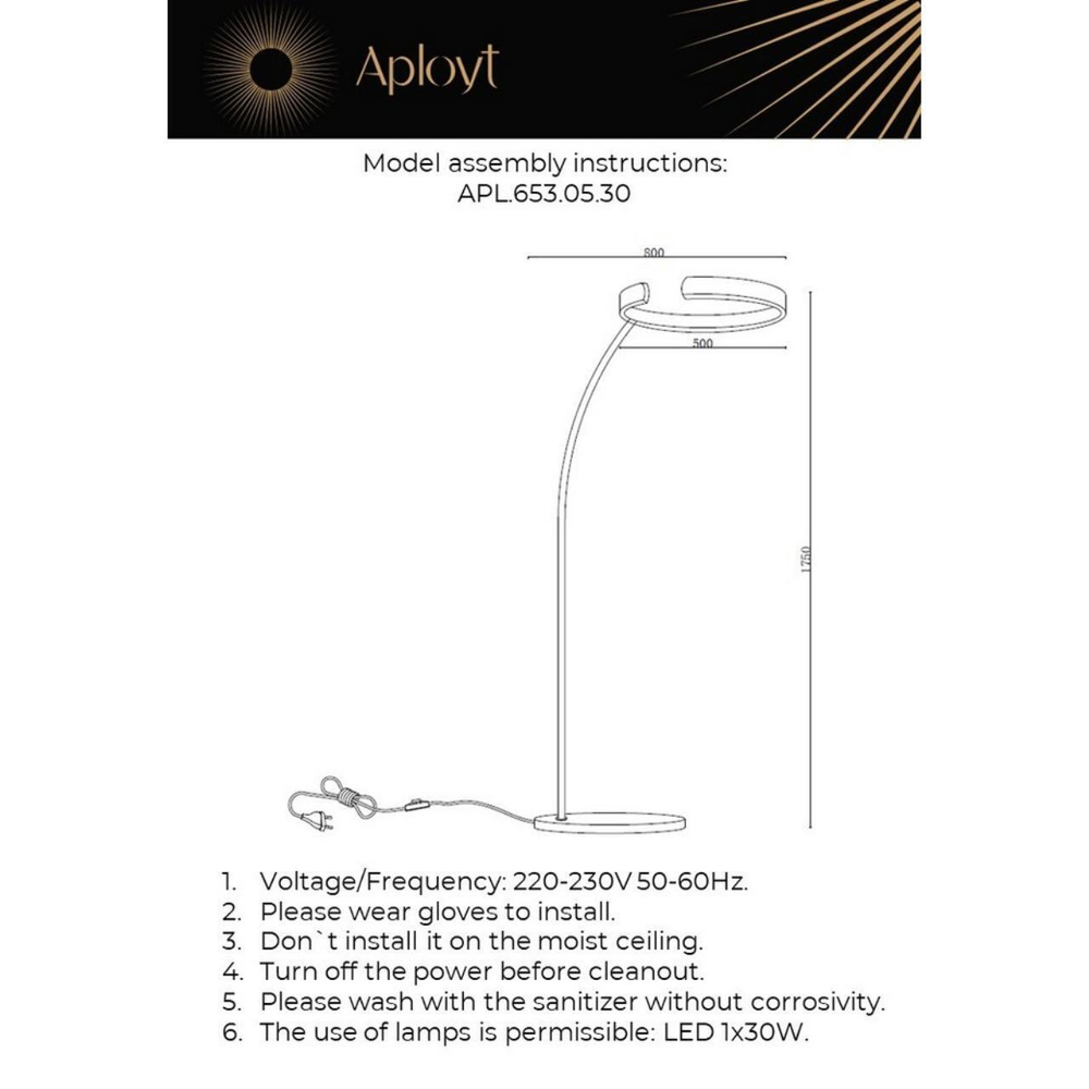 Торшер светодиодный Aployt Leonn APL.653.05.30