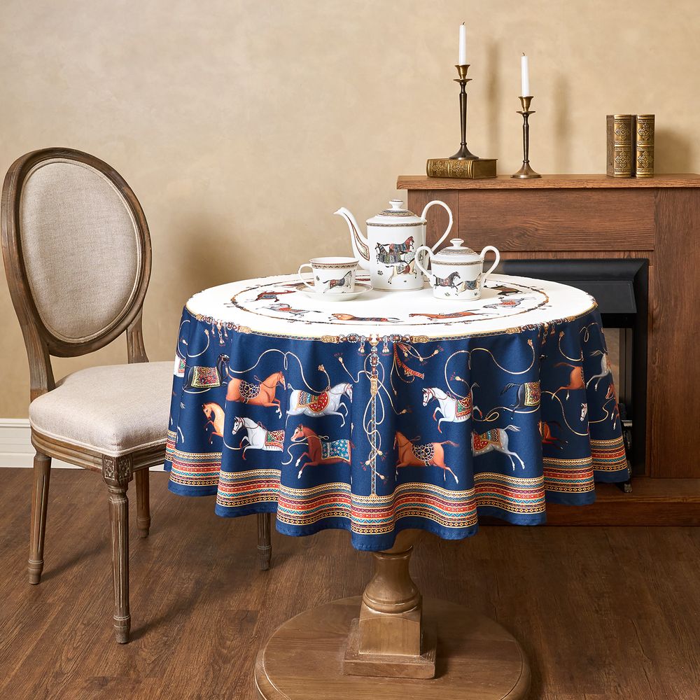 СКАТЕРТЬ КРУГЛАЯ "PASSAGE" 220СМ ,БЕЛЫЙ,100%ХЛОПОК,ТВИЛ,ПРОПИТКА