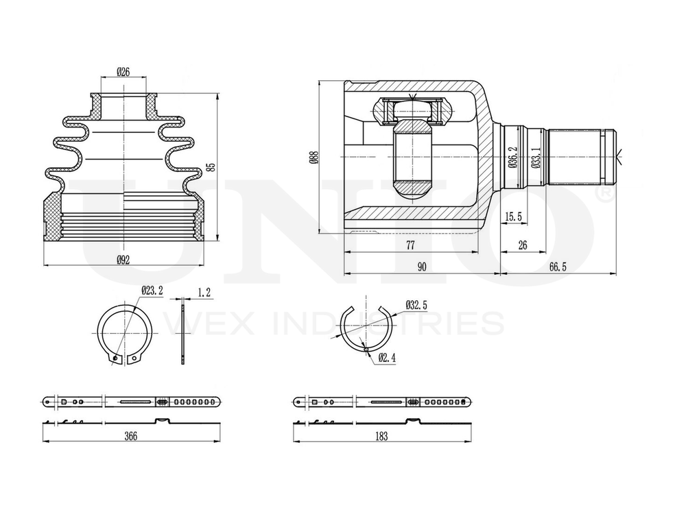 ШРУС внутренний левый UNIO CVJ-30175