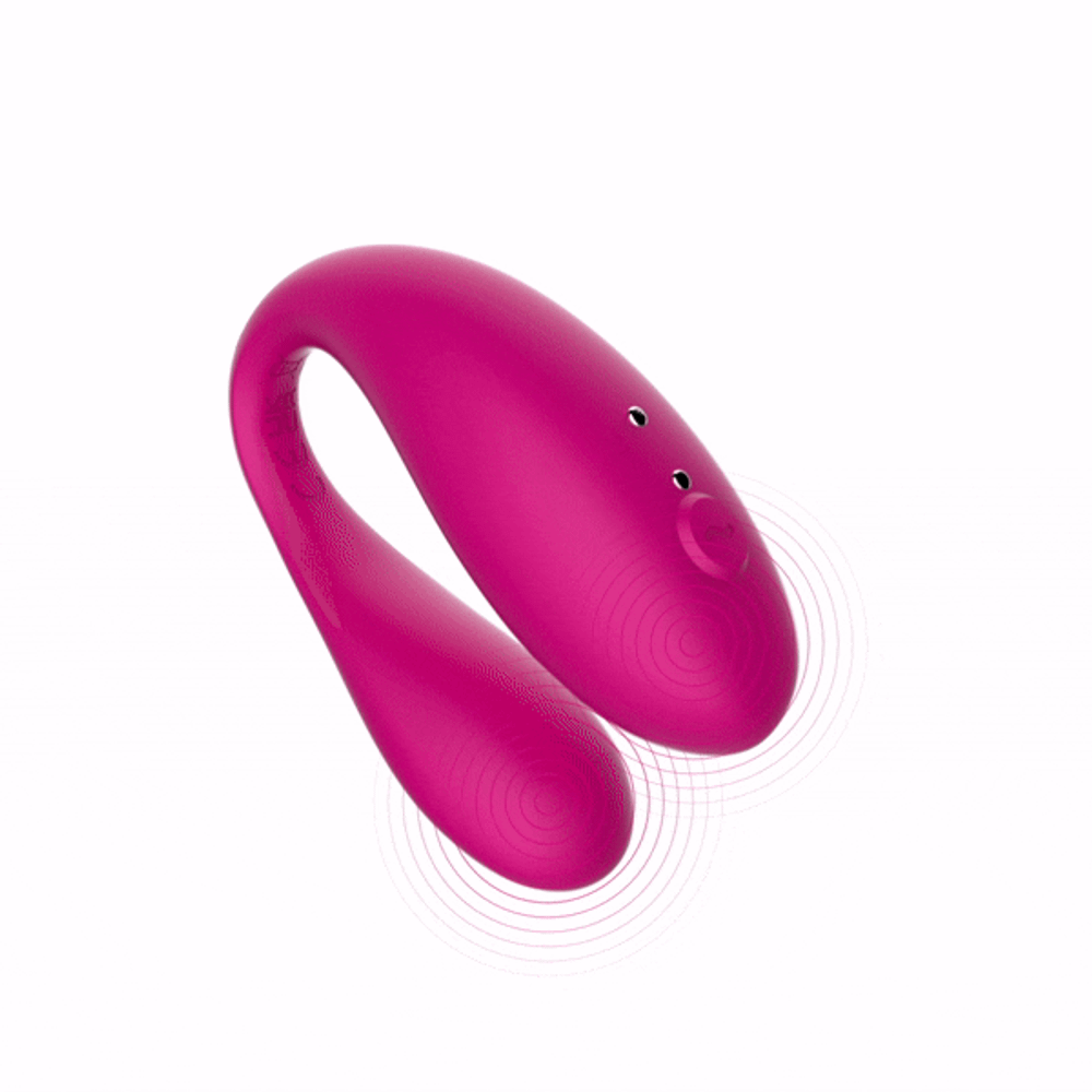 Розовый вибромассажер 8см для пар с управлением через приложение Amovibe Twin Pink