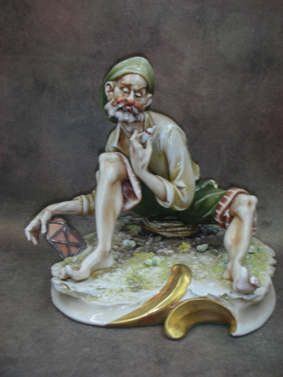 Статуэтка. Фарфор. Ранняя рыбалка. Capodimonte. Италия