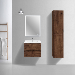 Тумба под раковину Vincea Mia Slim 600 подвесная, 2 выкатных ящика soft close, R.Wood