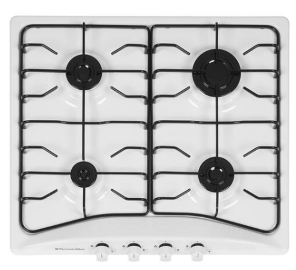 Поверхность варочная  ДеЛюкс 5840.01-002 (белая эмаль,стальные решетки 58*50) Россия(Распродажа)