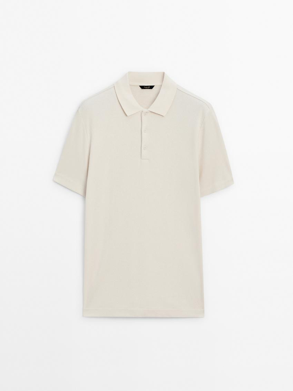 Massimo Dutti Футболка-поло с короткими рукавами, натуральный