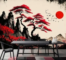 Фотообои Япония иллюстрация 300х270 см для оформления стен в гостиной