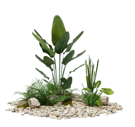 Напольная композиция в стиле тропики со стрелицией, длина 1,5 м