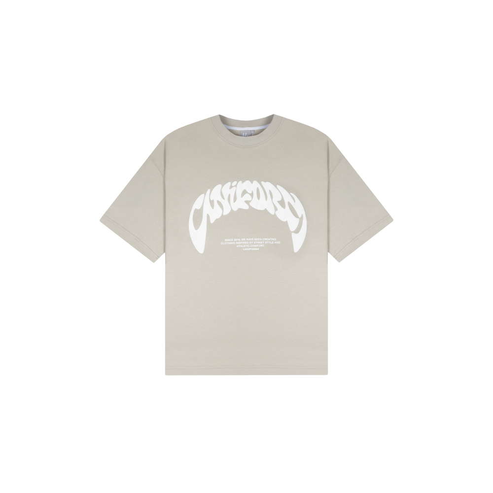 Футболка UNIFORM Heavy Grafic logo бежевый/белый