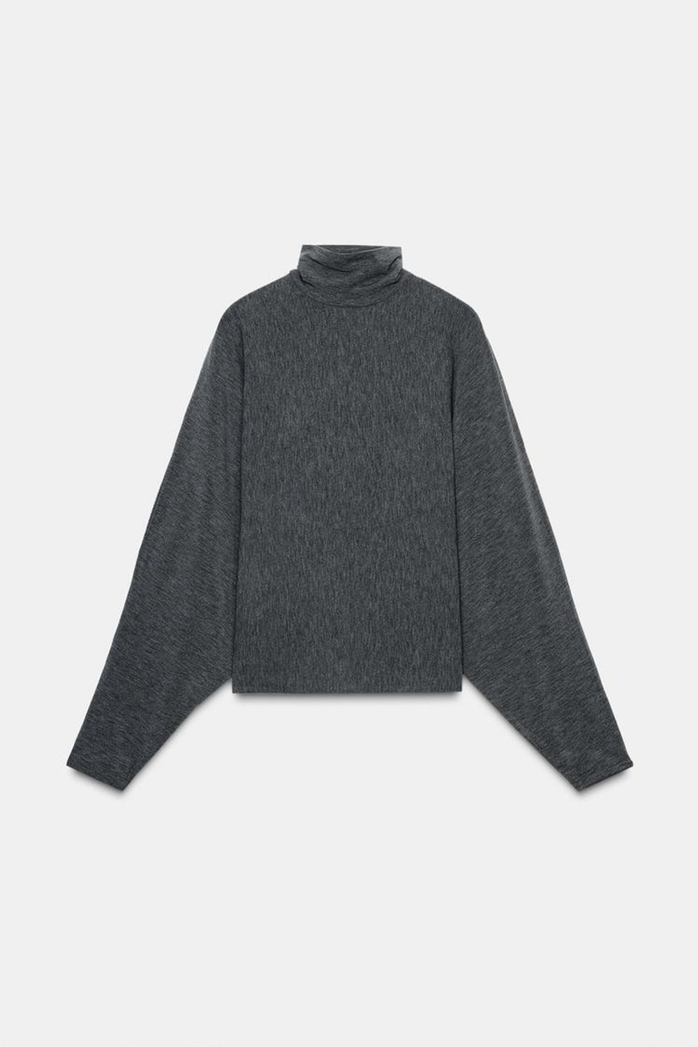 ZARA ФУТБОЛКА С ВОРОТНИКОМ-СТОЙКОЙ, СЕРЫЙ