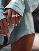 Кольцо «Мозаик» раф с голубым топазом и розовым цирконом