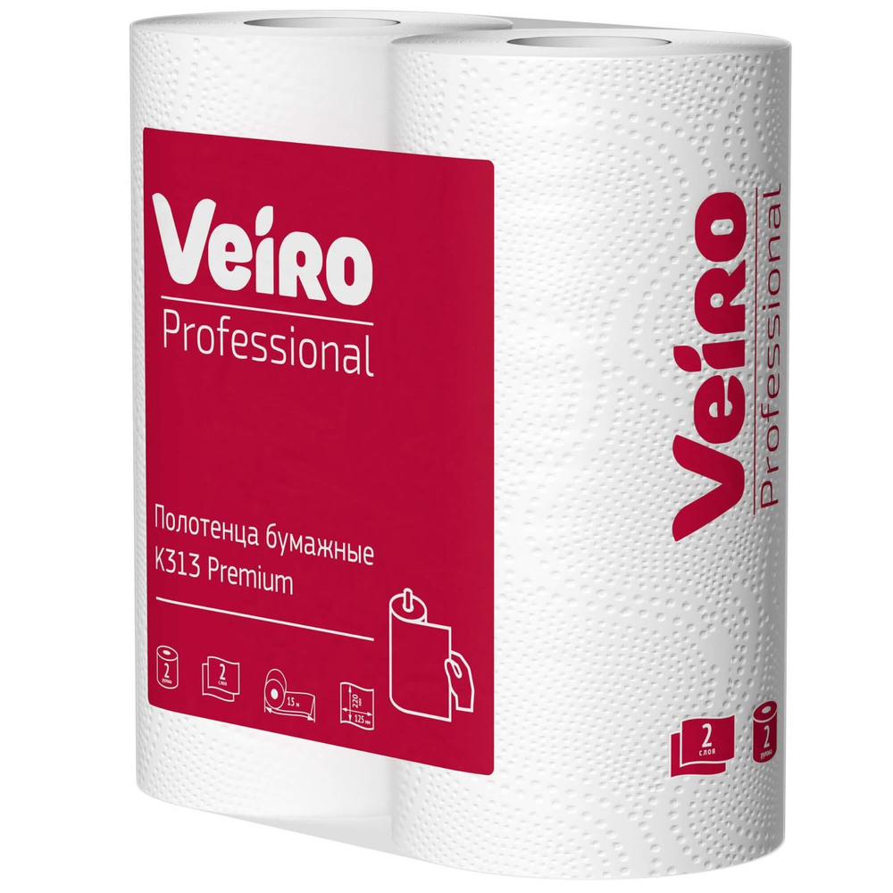 Бумажные полотенца в рулонах Veiro Professional Premium белые двухслойные (24 рулона х 15 метров)