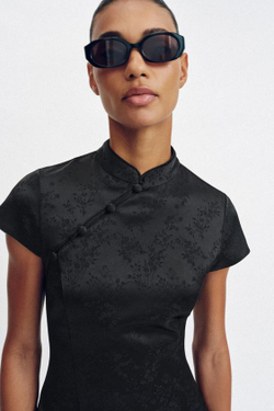 ZARA КОРОТКОЕ ЖАККАРДОВОЕ ПЛАТЬЕ, ЧЕРНЫЙ