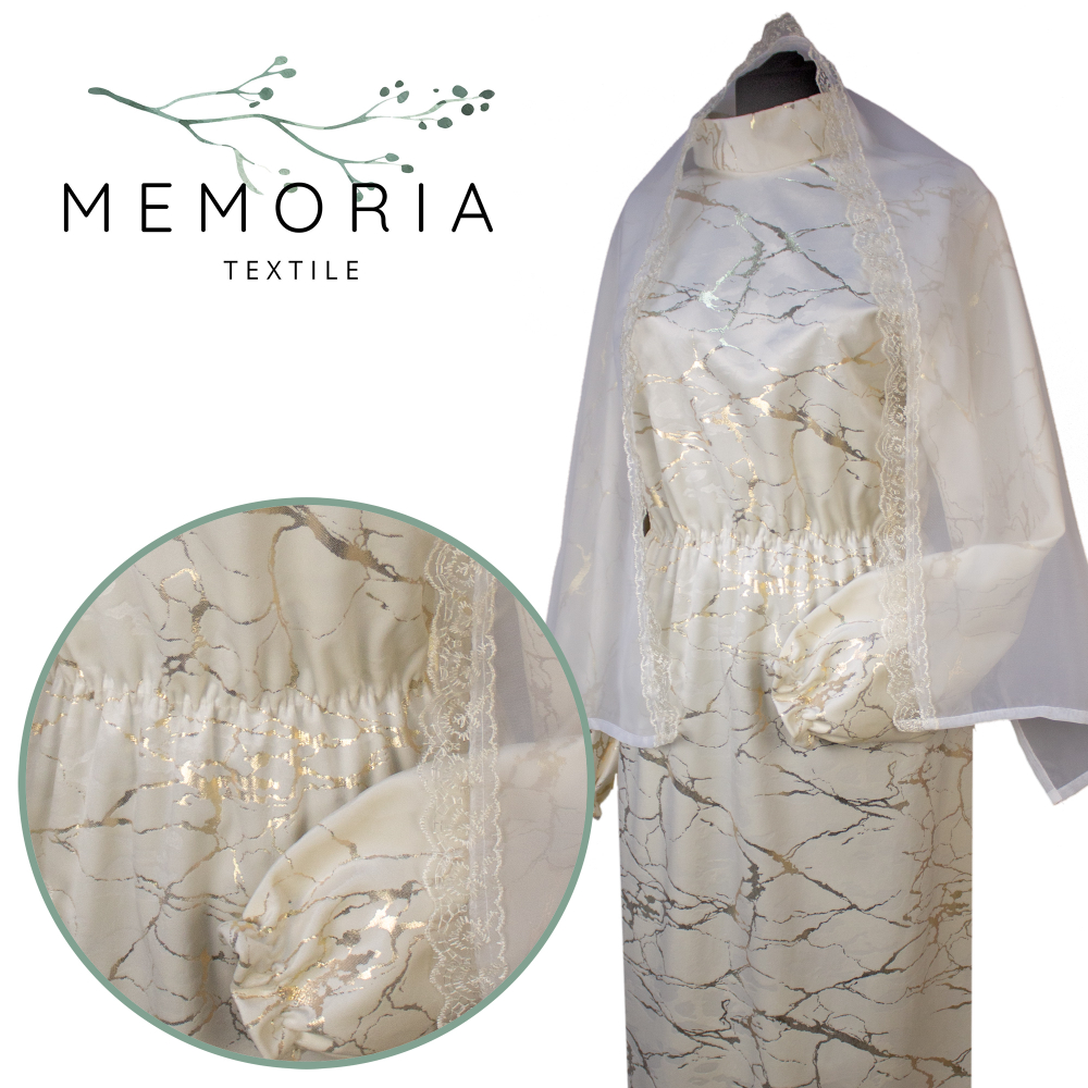 Платье ритуальное "Элеганс" бархат молочный мрамор