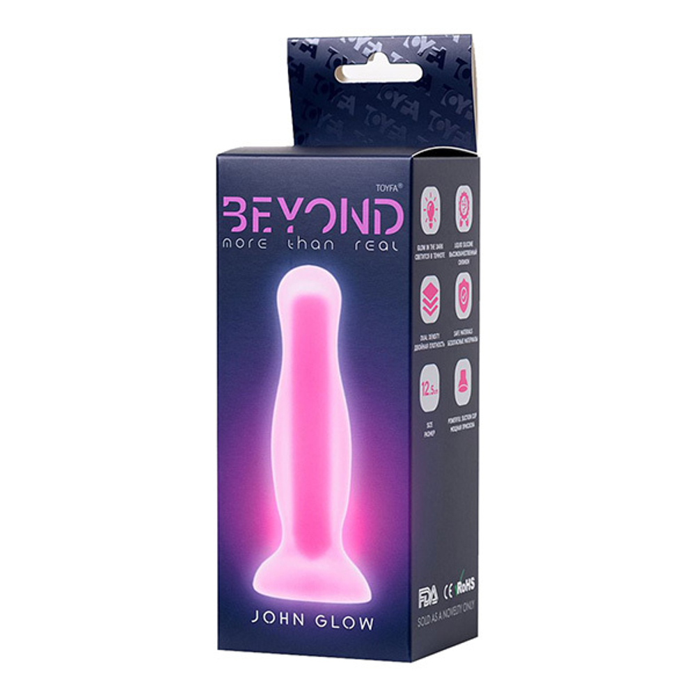 Розовая светящаяся в темноте анальная втулка 12,5см ToyFa Beyond John Glow 873008