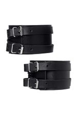 Черные кожаные оковы с двумя перекрёстными ремешками