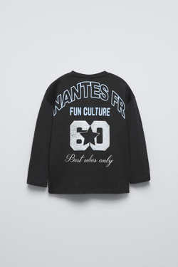 ZARA ЛОНГСЛИВ С НАДПИСЬЮ И ПРИНТОМ «ЦИФРЫ», АНТРАЦИТОВО-СЕРЫЙ