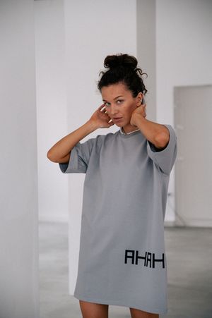 Платье-футболка AHAHAHUI| Серый