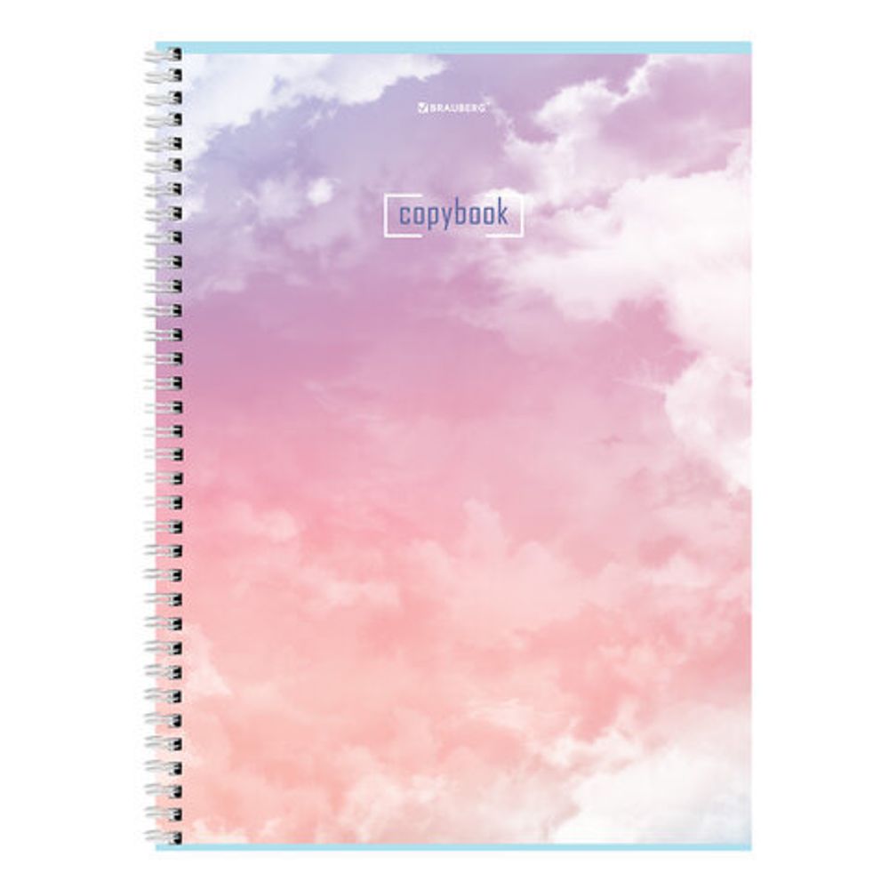 Тетрадь А4, 80 л., BRAUBERG, гребень, клетка, глянцевый лак, "CLOUD", 404053, 4шт