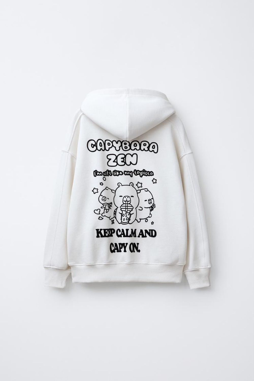 ZARA ХУДИ С КАПЮШОНОМ CAPIBARA CAPYFUN ©, ЭКРЮ