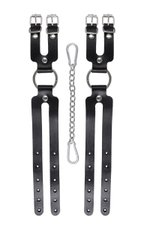 Черные кожаные оковы из двух ремешков (Цвет: черный)