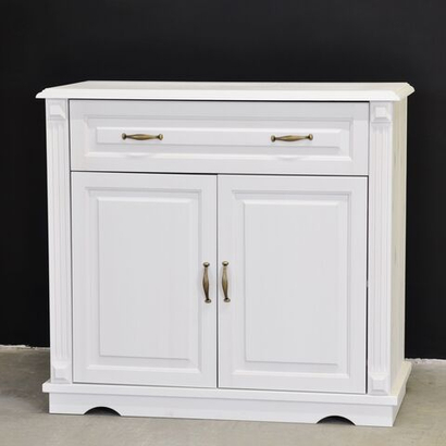 Комод белый для вещей Харви из массива сосны с филенкой для спальни в викторианском стиле, комод деревянный с ящиком и с дверцами на ножках напольный