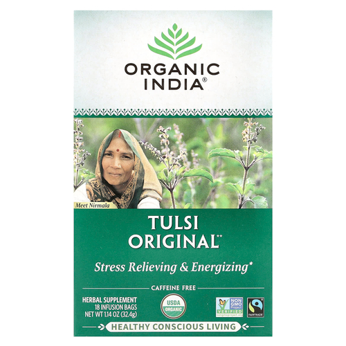Organic India, оригинальный чай тулси, без кофеина, 18 пакетиков для заваривания, 32,4 г (1,14 унции)