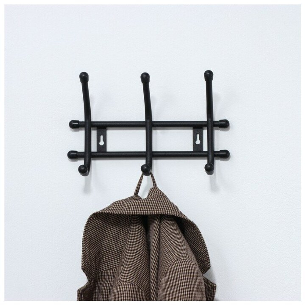 ВЕШАЛКА НАСТЕННАЯ УЮТ 3 КРЮЧКА ЧЕРНЫЙ ВНУ32