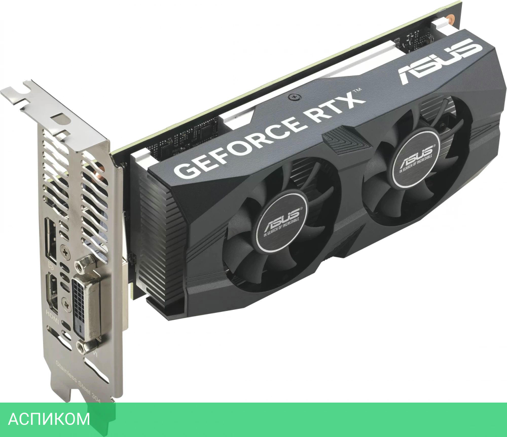 Видеокарта ASUS Dual GeForce RTX 3050 LP BRK OC Edition 6GB GDDR6 RTX3050-O6G-LP-BRK (90YV0KQ0-M0NA00)