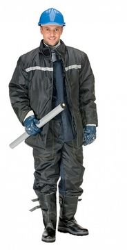 Костюм зимний с накладками полукомбинезон (черный/синий)