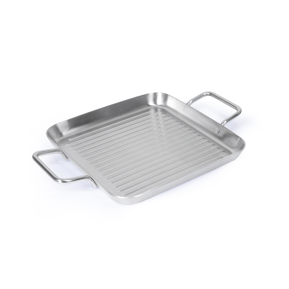 СКОВОРОДА-ГРИЛЬ квадратная 280х280 нерж. с двумя ручками,ИНДУКЦИЯ, LUXSTAHL