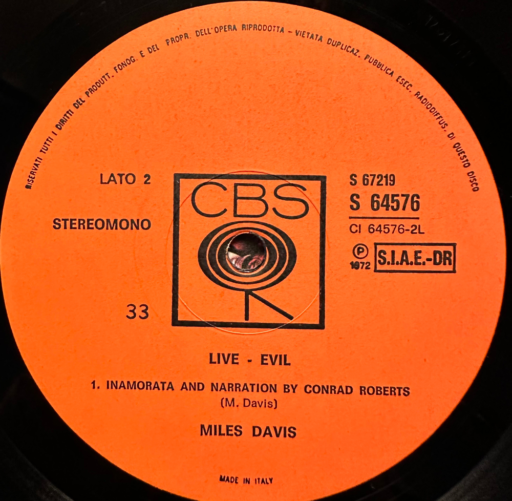 Miles Davis - Live-Evil 2LP (Италия 1972г.)