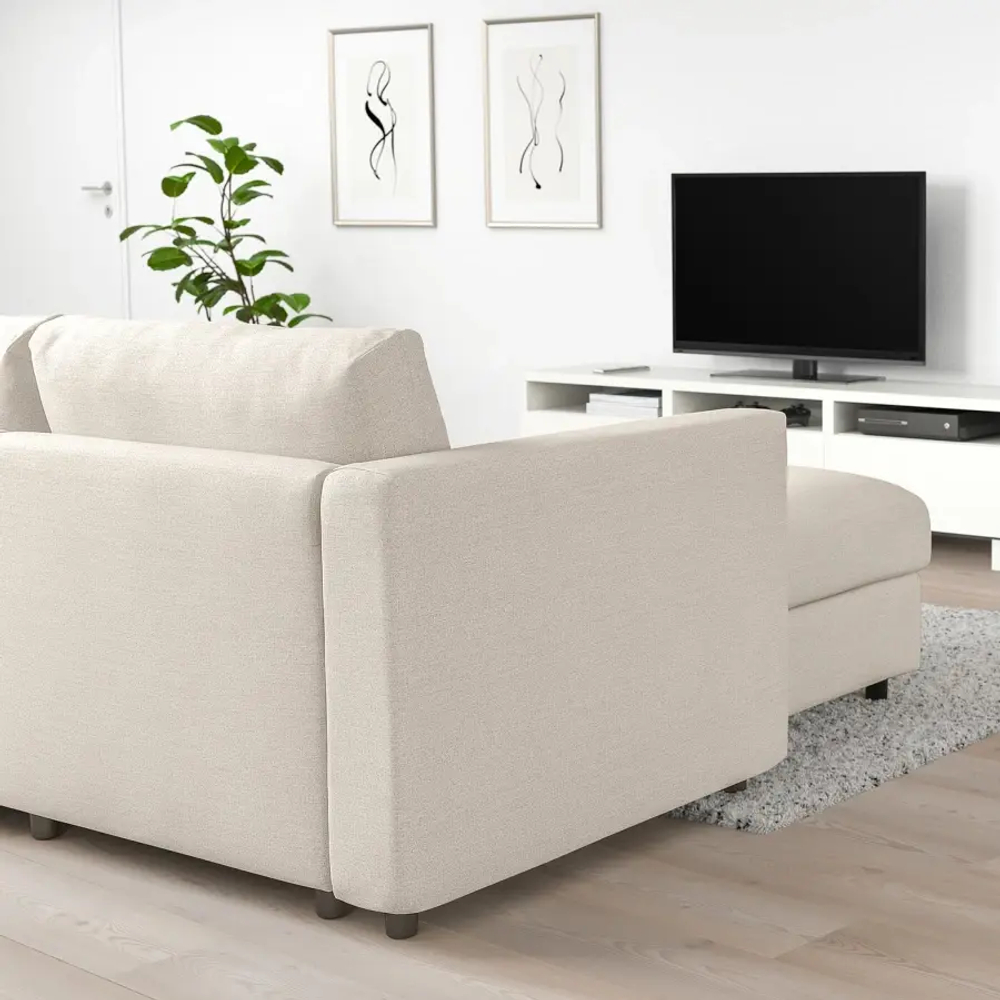 Угловой 4-местный диван с шезлонгом - IKEA VIMLE/ВИМЛЕ ИКЕА, 322х164х68 см, бежевый