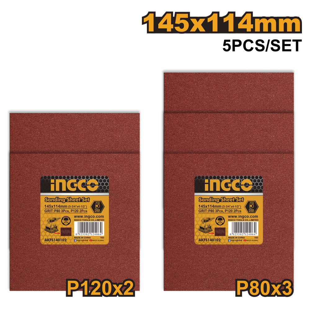 Шлифовальная бумага INGCO AKFS140102 145x114 мм