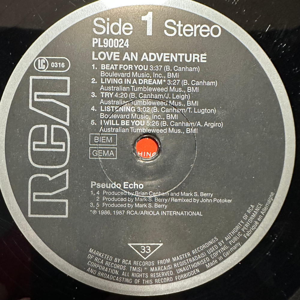 Pseudo Echo - Love An Adventure (Германия 1987г.)