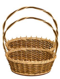 Корзина овальная подарочная, набор 2 штуки, арт. O380GR/2, 25х38х12 см, высота с ручкой 40 см